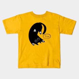 Black Cat Says yes Kids T-Shirt